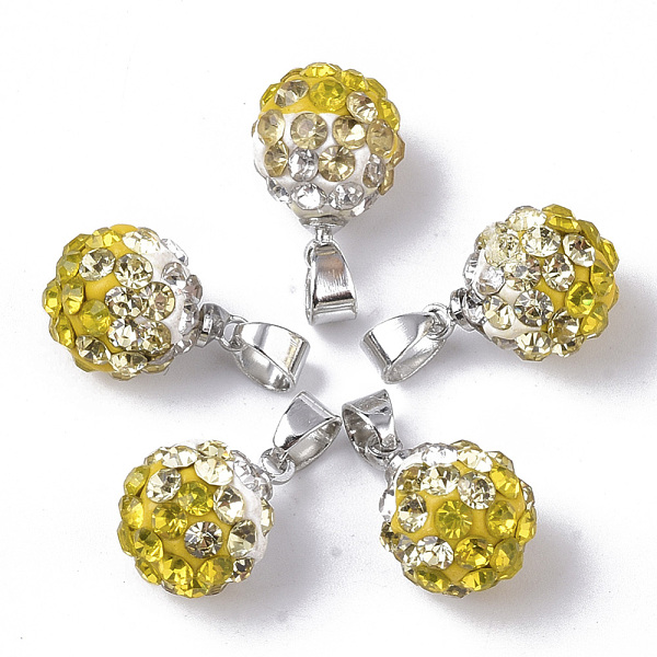 PandaHall Polymer Clay Rhinestone Pendants, with Platinum Tone Iron Pinch Bail, Round, Yellow, PP12(1.8~1.9mm), 13x10mm, Hole: 4.5x3.5mm...
PandaHall Polymer Clay Rhinestone Pendants, with Platinum Tone Iron Pinch Bail, Round, Yellow, PP12(1.8~1.9mm), 13x10mm, Hole: 4.5x3.5mm...