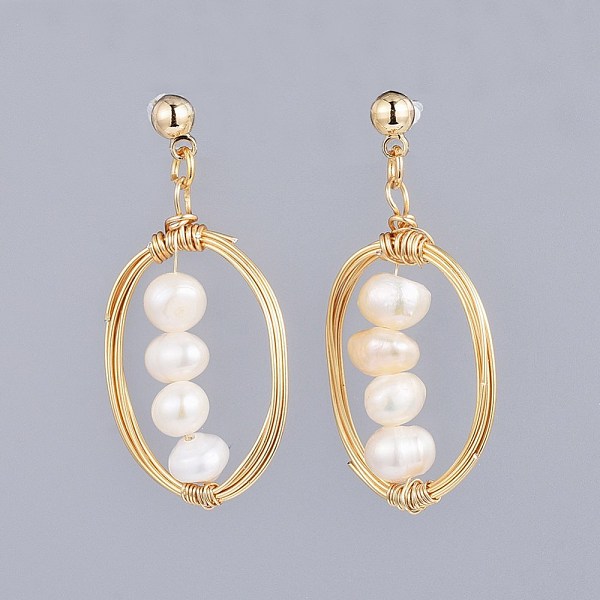 PandaHall Natural Freshwater Pearl Dangle Stud Earrings, with Brass Findings, Copper Wire and Rubber Ear Nuts, Oval, Real 18K Gold Plated..., White
PandaHall Natural Freshwater Pearl Dangle Stud Earrings, with Brass Findings, Copper Wire and Rubber Ear Nuts, Oval, Real 18K Gold Plated..., White