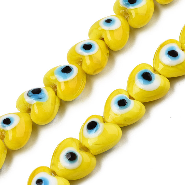 PandaHall Handmade Evil Eye Lampwork Beads Strands, Heart, Yellow, 12~12.5x12~13x7.5mm, Hole: 1.2mm, about 33pcs/strand, 14.76 inch(37.5cm)...
PandaHall Handmade Evil Eye Lampwork Beads Strands, Heart, Yellow, 12~12.5x12~13x7.5mm, Hole: 1.2mm, about 33pcs/strand, 14.76 inch(37.5cm)...