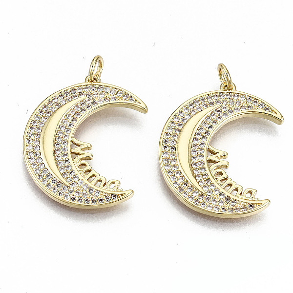 PandaHall Brass Micro Pave Clear Cubic Zirconia Pendants, with Jump Rings, Nickel Free, Moon, Real 16K Gold Plated, 25x20x2mm, Jump Ring...
PandaHall Brass Micro Pave Clear Cubic Zirconia Pendants, with Jump Rings, Nickel Free, Moon, Real 16K Gold Plated, 25x20x2mm, Jump Ring...
