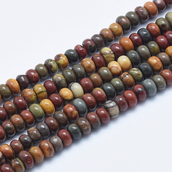 PandaHall Natural Polychrome Jasper/Picasso Stone/Picasso Jasper Beads Strands, Rondelle, 4~4.5x2~3mm, Hole: 1mm, about 160pcs/strand, 15.7...
PandaHall Natural Polychrome Jasper/Picasso Stone/Picasso Jasper Beads Strands, Rondelle, 4~4.5x2~3mm, Hole: 1mm, about 160pcs/strand, 15.7...