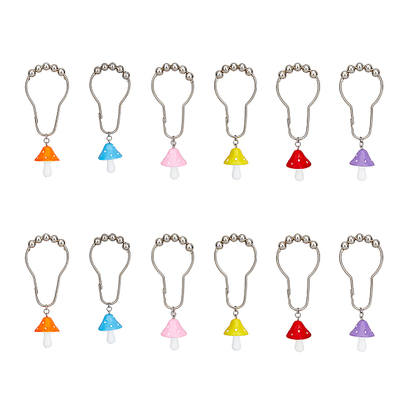 PandaHall Iron Shower Curtain Rings for Bathroom, with Resin Pendants, Mushroom, Mixed Color, 110mm, 12pcs/set Resin Mushroom Multicolor
PandaHall Iron Shower Curtain Rings for Bathroom, with Resin Pendants, Mushroom, Mixed Color, 110mm, 12pcs/set Resin Mushroom Multicolor