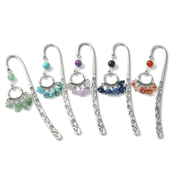 PandaHall 5Pcs 5 Style Ring Alloy Pendant Bookmarks with Gemstone Chip Tassels, Flower Pattern Hook Bookmarks, Mixed Color, 118mm, 1pc/style..., Multicolor
PandaHall 5Pcs 5 Style Ring Alloy Pendant Bookmarks with Gemstone Chip Tassels, Flower Pattern Hook Bookmarks, Mixed Color, 118mm, 1pc/style..., Multicolor