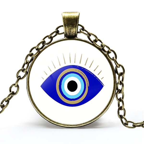 PandaHall Alloy Cable Chain Necklaces, Glass Pendant Necklaces for Sweater, Antique Bronze, Evil Eye, 21-5/8 inch(55cm) Alloy Evil Eye Blue
PandaHall Alloy Cable Chain Necklaces, Glass Pendant Necklaces for Sweater, Antique Bronze, Evil Eye, 21-5/8 inch(55cm) Alloy Evil Eye Blue