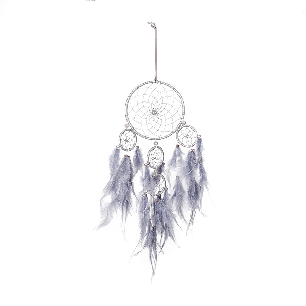 PandaHall Iron Woven Web/Net with Feather Pendant Decorations, with Plastic Beads, Covered with Leather Cord, Flat Round, Light Grey, 660mm...
PandaHall Iron Woven Web/Net with Feather Pendant Decorations, with Plastic Beads, Covered with Leather Cord, Flat Round, Light Grey, 660mm...