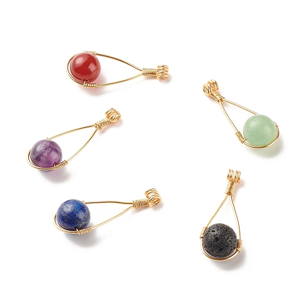PandaHall Natural Mixed Stone Pendants, with Copper Wire Wrapped, Round, 39x16x12mm, Hole: 2.1mm Mixed Stone Round
PandaHall Natural Mixed Stone Pendants, with Copper Wire Wrapped, Round, 39x16x12mm, Hole: 2.1mm Mixed Stone Round