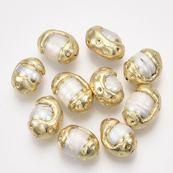PandaHall Natural Cultured Freshwater Pearl Beads, with Golden Plated Polymer Clay Edge, Oval, Creamy White, 15~18x10~14x9~12mm, Hole: 0.8mm...
PandaHall Natural Cultured Freshwater Pearl Beads, with Golden Plated Polymer Clay Edge, Oval, Creamy White, 15~18x10~14x9~12mm, Hole: 0.8mm...