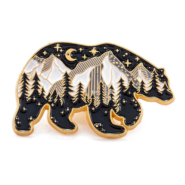 PandaHall Alloy Enamel Brooches, Enamel Pin, with Butterfly Clutches, Bear with Snow Mountain, Black, Golden, 17.5x28.5mm Alloy+Enamel Black
PandaHall Alloy Enamel Brooches, Enamel Pin, with Butterfly Clutches, Bear with Snow Mountain, Black, Golden, 17.5x28.5mm Alloy+Enamel Black