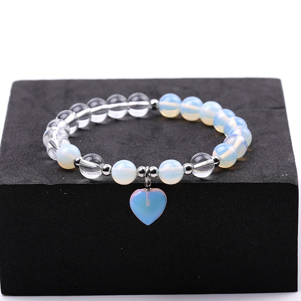 PandaHall Round Opalite & Quartz Crystal Beaded Stretch Bracelets, Heart Charm Bracelets for Women Opalite Heart Pink
PandaHall Round Opalite & Quartz Crystal Beaded Stretch Bracelets, Heart Charm Bracelets for Women Opalite Heart Pink