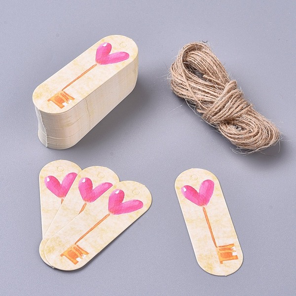 PandaHall Paper Gift Tags, Hange Tags, For Arts and Crafts, with Jute Twine, Oval with Key Pattern, Colorful, 60x20x0.5mm, 50pcs/set Paper
PandaHall Paper Gift Tags, Hange Tags, For Arts and Crafts, with Jute Twine, Oval with Key Pattern, Colorful, 60x20x0.5mm, 50pcs/set Paper