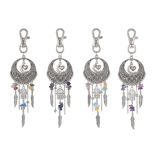 PandaHall Tibetan Style Alloy Flat Round with Feather Pendants Decorations, with Gemstone Chips and Alloy Swivel Lobster Claw Clasps, Hamsa..., Multicolor
PandaHall Tibetan Style Alloy Flat Round with Feather Pendants Decorations, with Gemstone Chips and Alloy Swivel Lobster Claw Clasps, Hamsa..., Multicolor