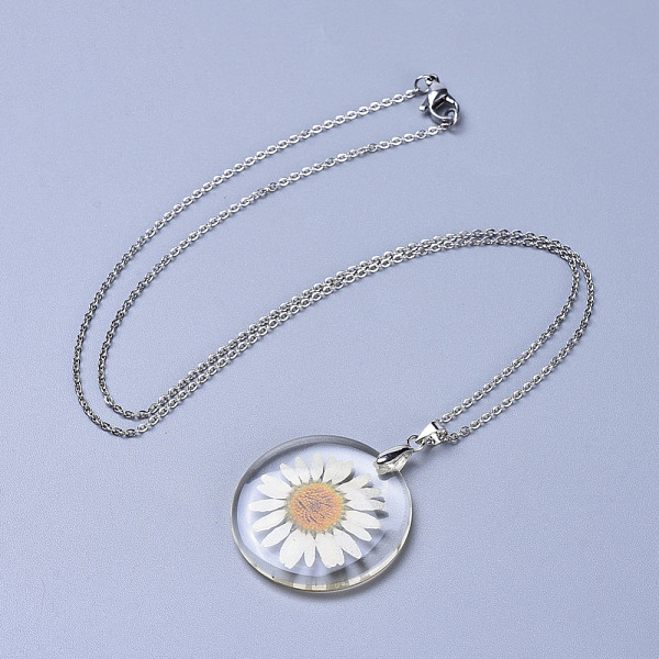 PandaHall Alloy Resin Dried Flower Pendant Necklaces, with 304 Stainless Steel Cable Chains and Lobster Claw Clasps, Stainless Steel Color...
PandaHall Alloy Resin Dried Flower Pendant Necklaces, with 304 Stainless Steel Cable Chains and Lobster Claw Clasps, Stainless Steel Color...