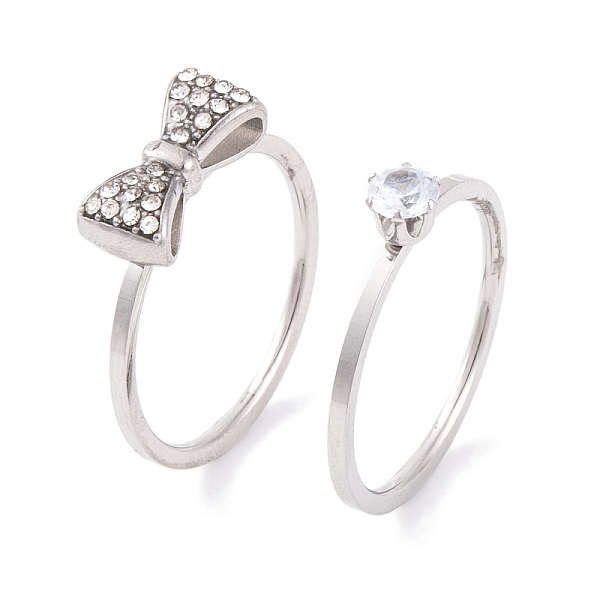 PandaHall Bowknot 304 Stainless Steel Finger Ring Set for Women, with Rhinestone, Stainless Steel Color, US Size 6~9(16.5~18.9mm) Stainless..., Clear
PandaHall Bowknot 304 Stainless Steel Finger Ring Set for Women, with Rhinestone, Stainless Steel Color, US Size 6~9(16.5~18.9mm) Stainless..., Clear