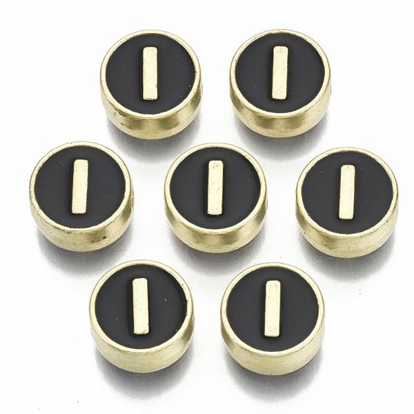 PandaHall Alloy Enamel Beads, Cadmium Free & Nickel Free & Lead Free, Flat Round with Initial Letters, Light Gold, Letter.I, 8x4mm, Hole..., Black
PandaHall Alloy Enamel Beads, Cadmium Free & Nickel Free & Lead Free, Flat Round with Initial Letters, Light Gold, Letter.I, 8x4mm, Hole..., Black