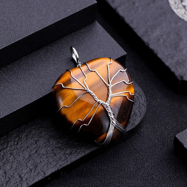 PandaHall Natural Tiger Eye Pendants, with Brass Wire Wrapped, Heart, 30mm Tiger Eye Heart
PandaHall Natural Tiger Eye Pendants, with Brass Wire Wrapped, Heart, 30mm Tiger Eye Heart