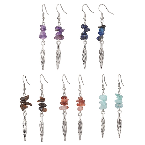 PandaHall Natural Mixed Stone Dangle Earring for Women, Feather, 63~65x8.5~11mm Mixed Stone Feather
PandaHall Natural Mixed Stone Dangle Earring for Women, Feather, 63~65x8.5~11mm Mixed Stone Feather