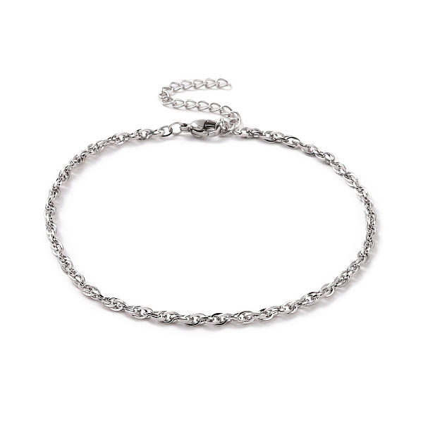 PandaHall 304 Stainless Steel Rope Chain Bracelet for Men Women, Stainless Steel Color, 9-1/8~9-1/4 inch(23.3~23.6cm) 304 Stainless Steel
PandaHall 304 Stainless Steel Rope Chain Bracelet for Men Women, Stainless Steel Color, 9-1/8~9-1/4 inch(23.3~23.6cm) 304 Stainless Steel