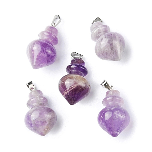 PandaHall Natural Amethyst Pendants, Pointed Bottle Charms, with Platinum Plated Iron Snap on Bails, 32.5~35x16~17mm, Hole: 3x5.5mm Amethyst...
PandaHall Natural Amethyst Pendants, Pointed Bottle Charms, with Platinum Plated Iron Snap on Bails, 32.5~35x16~17mm, Hole: 3x5.5mm Amethyst...