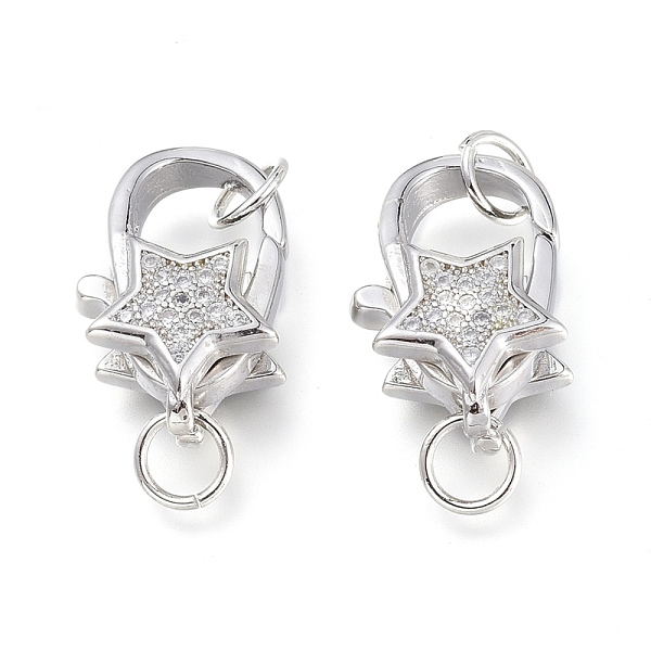 PandaHall Brass Micro Pave Clear Cubic Zirconia Lobster Claw Clasps, with Jump Rings, Long-Lasting Plated, Star, Platinum, 16.5x10x5.5mm...
PandaHall Brass Micro Pave Clear Cubic Zirconia Lobster Claw Clasps, with Jump Rings, Long-Lasting Plated, Star, Platinum, 16.5x10x5.5mm...