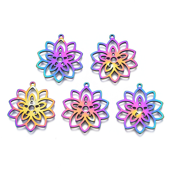PandaHall Ion Plating(IP) 201 Stainless Steel Pendants, Flower, Rainbow Color, 28x25x1.5mm, Hole: 1.4mm 201 Stainless Steel Flower
PandaHall Ion Plating(IP) 201 Stainless Steel Pendants, Flower, Rainbow Color, 28x25x1.5mm, Hole: 1.4mm 201 Stainless Steel Flower