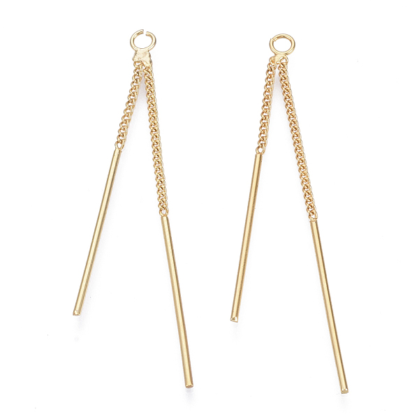 PandaHall Brass Chain Tassel Big Pendants, Nickel Free, Bar, Golden, 53x4x1mm, Hole: 2mm, Bar: 26.5mm long, 1mm in diameter. Brass
PandaHall Brass Chain Tassel Big Pendants, Nickel Free, Bar, Golden, 53x4x1mm, Hole: 2mm, Bar: 26.5mm long, 1mm in diameter. Brass