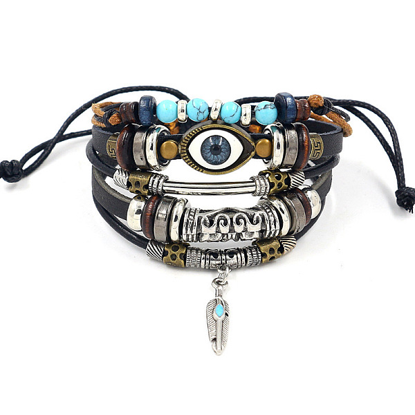 PandaHall Fashionable multi-layer alloy beaded turquoise woven bracelet with simple butterfly decoration leather bracelet
PandaHall Fashionable multi-layer alloy beaded turquoise woven bracelet with simple butterfly decoration leather bracelet