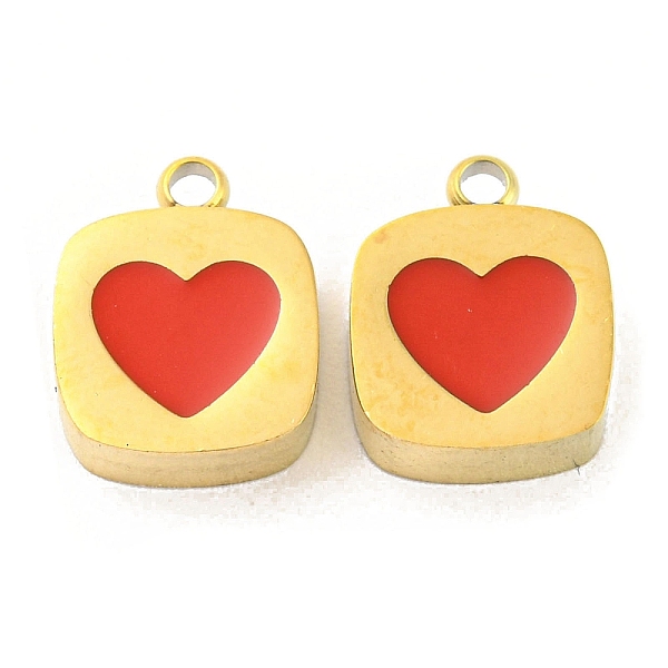 PandaHall Ion Plating(IP) Rack Plating 316L Surgical Stainless Steel Charms, with Enamel, Square with Heart Charm, Real 18K Gold Plated..., Red
PandaHall Ion Plating(IP) Rack Plating 316L Surgical Stainless Steel Charms, with Enamel, Square with Heart Charm, Real 18K Gold Plated..., Red