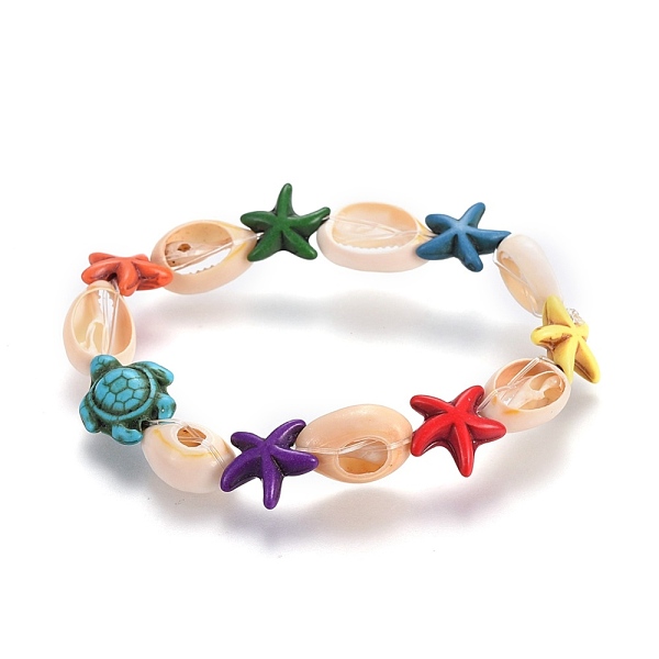 PandaHall Stretch Bracelets, with Synthetic Turquoise(Dyed) Beads and Shell Beads, Colorful, 2-1/8 inch(5.3cm) Shell
PandaHall Stretch Bracelets, with Synthetic Turquoise(Dyed) Beads and Shell Beads, Colorful, 2-1/8 inch(5.3cm) Shell