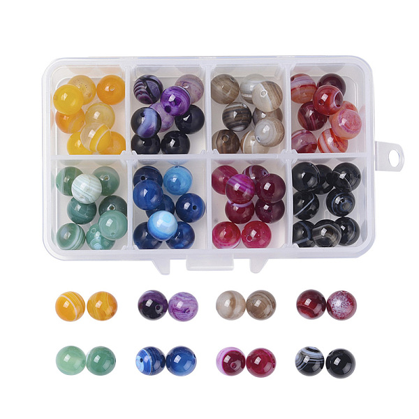 PandaHall Natural Striped Agate/Banded Agate Beads, Round, Dyed & Heated, Grade A, Mixed Color, 10mm, Hole: 1mm, 8colors, 10pcs/color..., Multicolor
PandaHall Natural Striped Agate/Banded Agate Beads, Round, Dyed & Heated, Grade A, Mixed Color, 10mm, Hole: 1mm, 8colors, 10pcs/color..., Multicolor