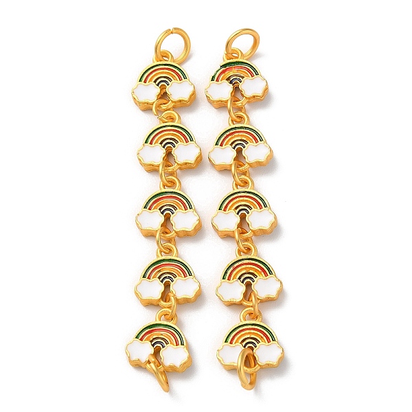PandaHall Rack Plating Alloy Enamel Connector Charms, 5 Rainbow Links with Cloud, Cadmium Free & Lead Free, Matte Gold Color, Colorful...
PandaHall Rack Plating Alloy Enamel Connector Charms, 5 Rainbow Links with Cloud, Cadmium Free & Lead Free, Matte Gold Color, Colorful...