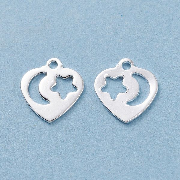 PandaHall 304 Stainless Steel Charms, Heart with Moon and Star, Silver, 13x13x0.8mm, Hole: 1.2mm Stainless Steel Heart
PandaHall 304 Stainless Steel Charms, Heart with Moon and Star, Silver, 13x13x0.8mm, Hole: 1.2mm Stainless Steel Heart