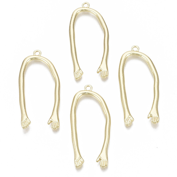 PandaHall Alloy Pendants, U Shape with Hands, Light Gold, 43x19x2mm, Hole: 2mm Alloy Palm
PandaHall Alloy Pendants, U Shape with Hands, Light Gold, 43x19x2mm, Hole: 2mm Alloy Palm