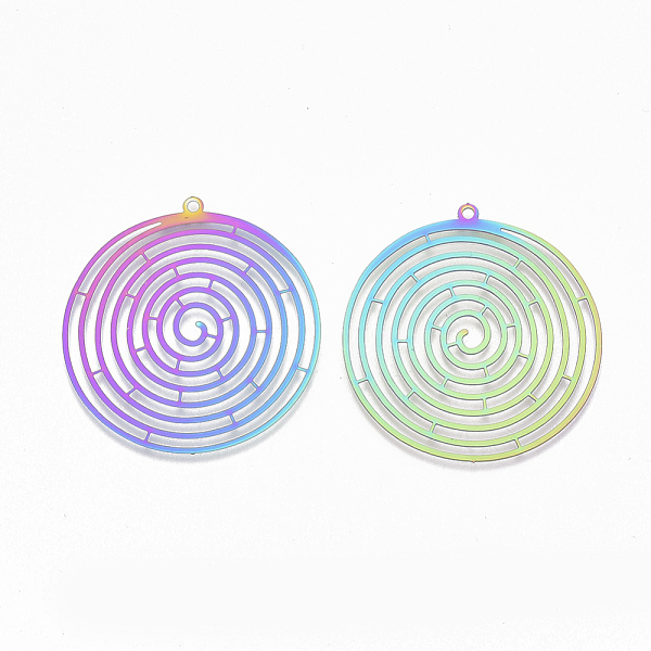 PandaHall Ion Plating(IP) 201 Stainless Steel Filigree Pendants, Etched Metal Embellishments, Flat Round, Rainbow Color, 42x40x0.3mm, Hole...
PandaHall Ion Plating(IP) 201 Stainless Steel Filigree Pendants, Etched Metal Embellishments, Flat Round, Rainbow Color, 42x40x0.3mm, Hole...