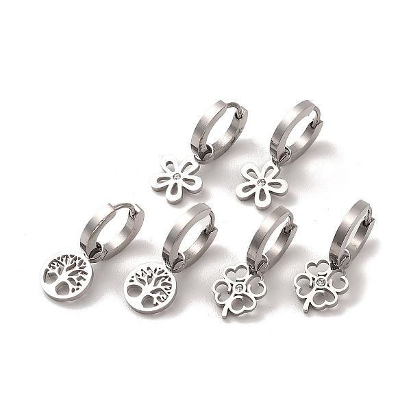 PandaHall 3 Pairs 3 Styles 304 Stainless Steel Rhinestone Hoop Dangle Earrings for Women, Flower & Tree of Life & Clover, Stainless Steel...
PandaHall 3 Pairs 3 Styles 304 Stainless Steel Rhinestone Hoop Dangle Earrings for Women, Flower & Tree of Life & Clover, Stainless Steel...