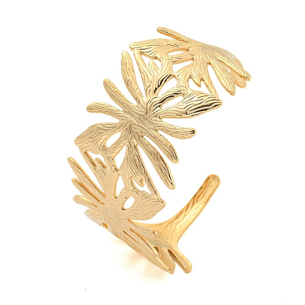 PandaHall Ion Plating(IP) 304 Stainless Steel Open Cuff Bangles, Leaf, Real 18K Gold Plated, Inner Diameter: 2-3/8 inch(6.1cm), 36mm 304...
PandaHall Ion Plating(IP) 304 Stainless Steel Open Cuff Bangles, Leaf, Real 18K Gold Plated, Inner Diameter: 2-3/8 inch(6.1cm), 36mm 304...