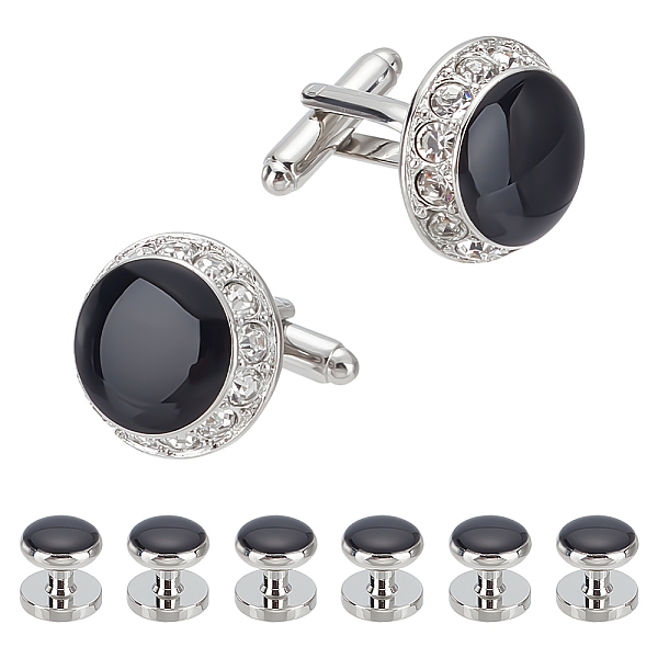 PandaHall WADORN 1 Set Brass Rhinestone Cufflinks for Men, with Enamel, Flat Round, Platinum, 26x18x19mm Brass Flat Round Black
PandaHall WADORN 1 Set Brass Rhinestone Cufflinks for Men, with Enamel, Flat Round, Platinum, 26x18x19mm Brass Flat Round Black