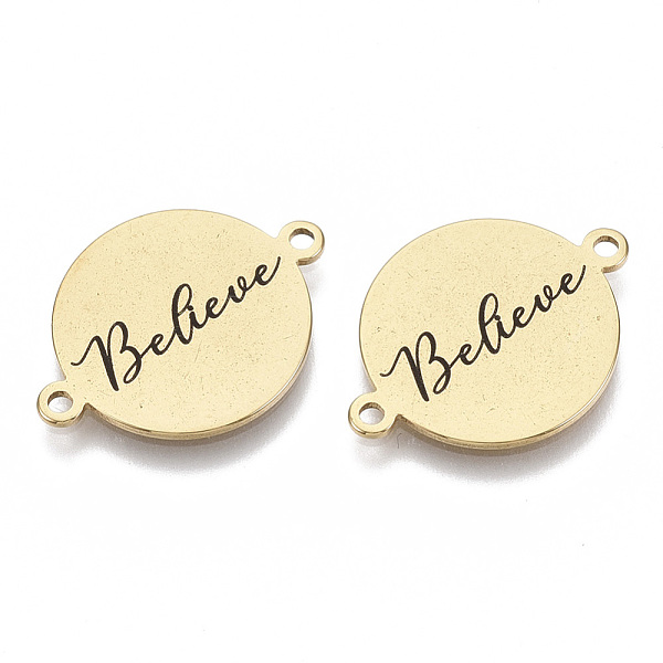 PandaHall 201 Stainless Steel Enamel Links connectors, Flat Round with Word Believe, Black, Golden, 16x21x1mm, Hole: 1.4mm 201 Stainless...
PandaHall 201 Stainless Steel Enamel Links connectors, Flat Round with Word Believe, Black, Golden, 16x21x1mm, Hole: 1.4mm 201 Stainless...
