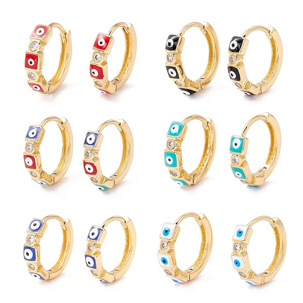 PandaHall Square with Evil Eye Enamel Huggie Hoop Earrings for Women, Real 18K Gold Plated Cubic Zirconia Small Hoop Earrings, Mixed Color..., Multicolor
PandaHall Square with Evil Eye Enamel Huggie Hoop Earrings for Women, Real 18K Gold Plated Cubic Zirconia Small Hoop Earrings, Mixed Color..., Multicolor