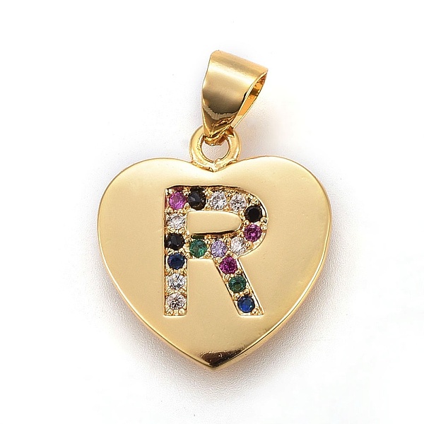 PandaHall Brass Micro Pave Cubic Zirconia Pendants, Heart with Letter, Colorful, Letter.R, 17x15x1.5mm, Hole: 3.5x4.5mm Brass+Cubic Zirconia...
PandaHall Brass Micro Pave Cubic Zirconia Pendants, Heart with Letter, Colorful, Letter.R, 17x15x1.5mm, Hole: 3.5x4.5mm Brass+Cubic Zirconia...