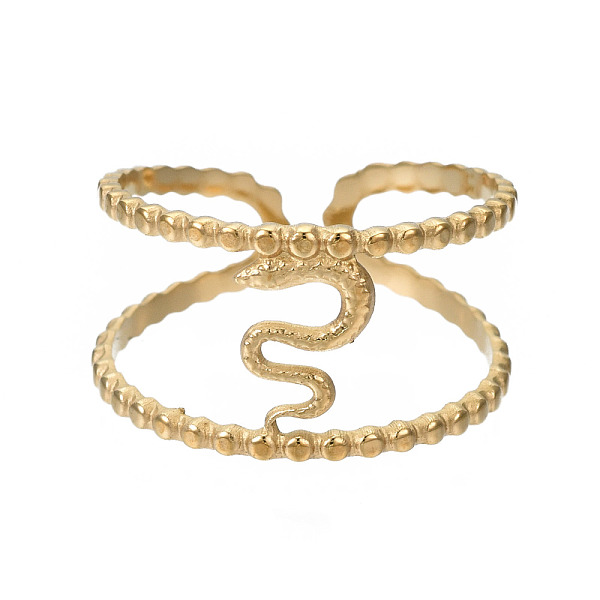 PandaHall 304 Stainless Steel Snake Open Cuff Ring, Hollow Chunky Ring for Women, Golden, US Size 6 3/4(17.1mm) 304 Stainless Steel
PandaHall 304 Stainless Steel Snake Open Cuff Ring, Hollow Chunky Ring for Women, Golden, US Size 6 3/4(17.1mm) 304 Stainless Steel