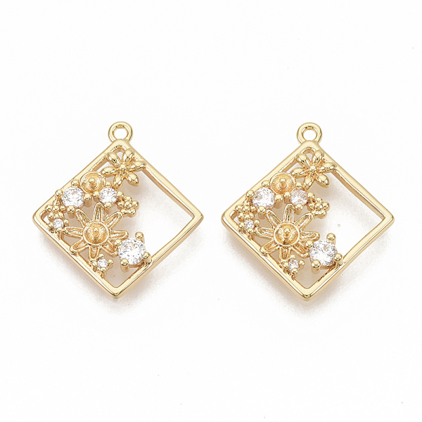 PandaHall Brass Micro Pave Clear Cubic Zirconia Peg Bails Pendants, for Half Drilled Beads, Nickel Free, Real 18K Gold Plated, Rhombus with...
PandaHall Brass Micro Pave Clear Cubic Zirconia Peg Bails Pendants, for Half Drilled Beads, Nickel Free, Real 18K Gold Plated, Rhombus with...