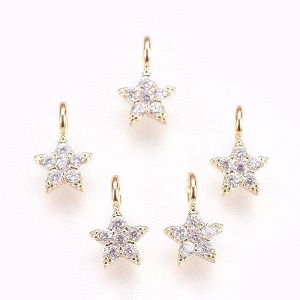 PandaHall Brass Micro Pave Cubic Zirconia Charms, Nickel Free, Star, Clear, Real 18K Gold Plated, 8x5x1.5mm, Hole: 1.8mm Brass+Cubic...
PandaHall Brass Micro Pave Cubic Zirconia Charms, Nickel Free, Star, Clear, Real 18K Gold Plated, 8x5x1.5mm, Hole: 1.8mm Brass+Cubic...