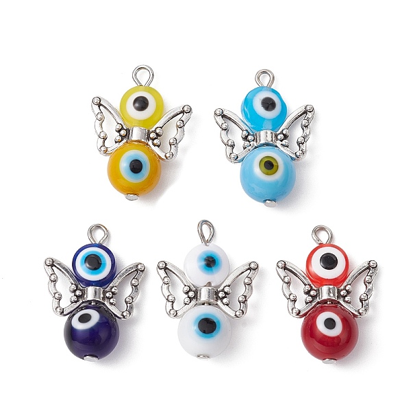 PandaHall Evil Eye Resin Bead Pendants, Angel Charms with Antique Silver Plated Alloy Wings, Mixed Color, 25x17.5x10mm, Hole: 2mm..., Multicolor
PandaHall Evil Eye Resin Bead Pendants, Angel Charms with Antique Silver Plated Alloy Wings, Mixed Color, 25x17.5x10mm, Hole: 2mm..., Multicolor