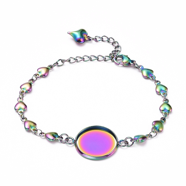 PandaHall Rainbow Color 304 Stainless Steel Bracelet Making, with Lobster Claw Clasps, Heart Link Chains and Flat Round Cabochon Settings...
PandaHall Rainbow Color 304 Stainless Steel Bracelet Making, with Lobster Claw Clasps, Heart Link Chains and Flat Round Cabochon Settings...
