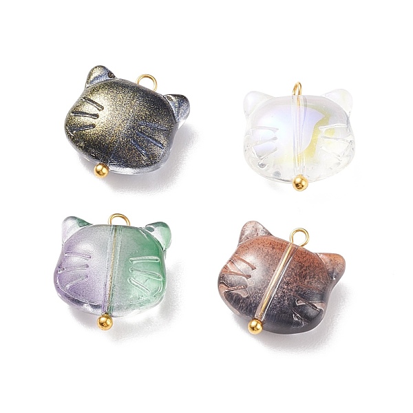 PandaHall Glass Pendants, with Golden Plated Brass Ball Head Pins, Cat, Mixed Color, 15x14x6.5mm, Hole: 2mm Glass Cat Shape Multicolor
PandaHall Glass Pendants, with Golden Plated Brass Ball Head Pins, Cat, Mixed Color, 15x14x6.5mm, Hole: 2mm Glass Cat Shape Multicolor