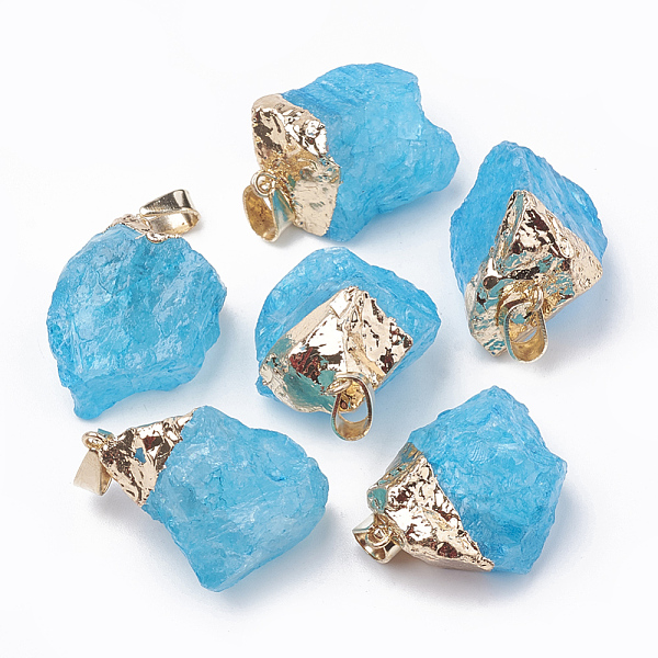 PandaHall Dyed Natural Quartz Crystal Pendants, with Golden Tone Iron Brass Findings, Nuggets, Deep Sky Blue, 20~30x10~18x8~18mm, Hole...
PandaHall Dyed Natural Quartz Crystal Pendants, with Golden Tone Iron Brass Findings, Nuggets, Deep Sky Blue, 20~30x10~18x8~18mm, Hole...
