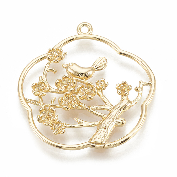 PandaHall Brass Pendants, Bird with Flower, Real 18K Gold Plated, 32.5x30.5x3mm, Hole: 1.4mm Brass Flower
PandaHall Brass Pendants, Bird with Flower, Real 18K Gold Plated, 32.5x30.5x3mm, Hole: 1.4mm Brass Flower