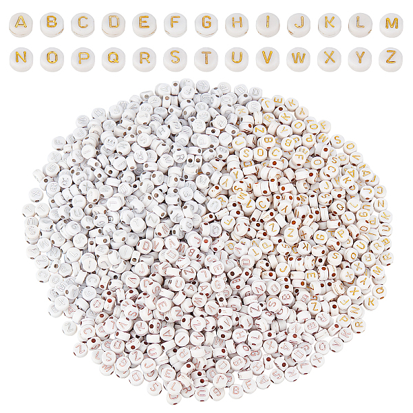 PandaHall CHGCRAFT Plating Acrylic Beads, Metal Enlaced, Mixed Letters, Flat Round, Mixed Color, 7x4mm, hole: 1.2~1.5mm and 1.8mm, 3 colors..., White
PandaHall CHGCRAFT Plating Acrylic Beads, Metal Enlaced, Mixed Letters, Flat Round, Mixed Color, 7x4mm, hole: 1.2~1.5mm and 1.8mm, 3 colors..., White