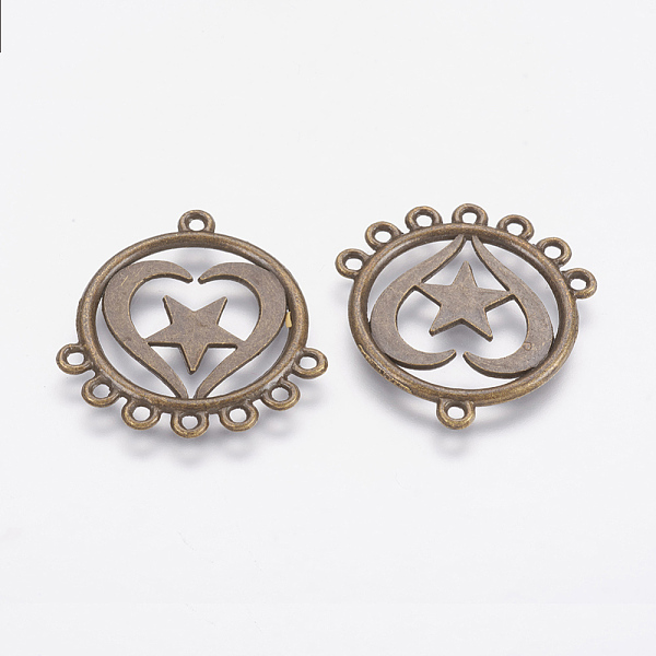 PandaHall Tibetan Style Alloy Chandelier Components, Flat Round with Heart and Star, Antique Bronze, 30x28x2mm, Hole: 1.5mm Alloy Flat Round
PandaHall Tibetan Style Alloy Chandelier Components, Flat Round with Heart and Star, Antique Bronze, 30x28x2mm, Hole: 1.5mm Alloy Flat Round
