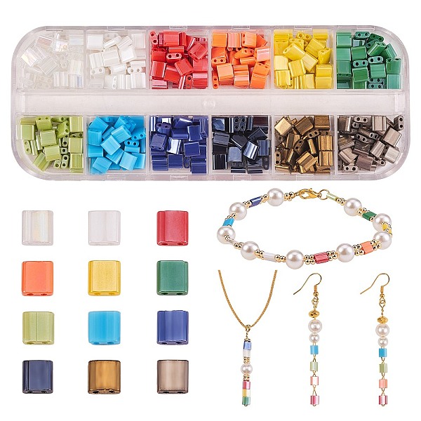 PandaHall 480Pcs 12 Colors 2-Hole Glass Seed Beads, Opaque Colours Lustered, Rectangle, Mixed Color, 5x4.5~5.5x2~2.5mm, Hole: 0.5~0.8mm..., Multicolor
PandaHall 480Pcs 12 Colors 2-Hole Glass Seed Beads, Opaque Colours Lustered, Rectangle, Mixed Color, 5x4.5~5.5x2~2.5mm, Hole: 0.5~0.8mm..., Multicolor